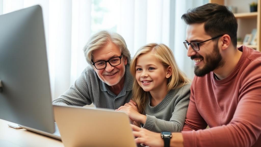 Family using devices safely together