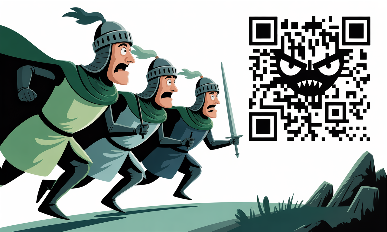 Knights running from dangerous QR code