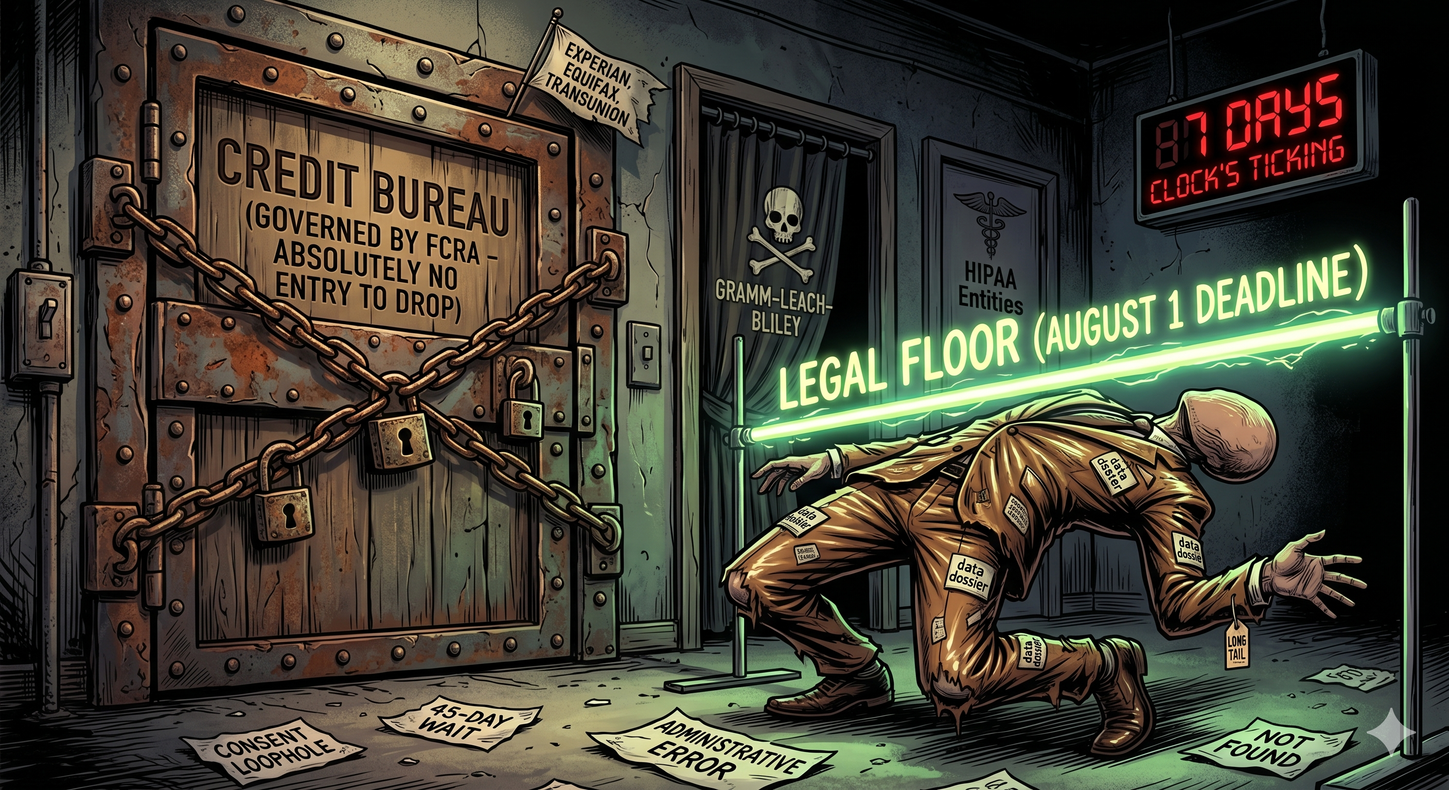 Illustration showing the bare minimum compliance floor for data brokers under California's Delete Act